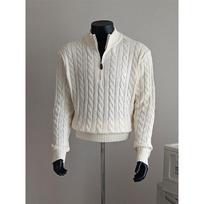 Men S Old Money Style Twisted Pattern Knitted Polo Sweater Half Zip Loose Fit Winter XL gray
