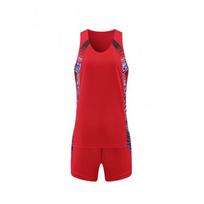 Womens Track Field Training Suit Breathable Printed Sports Set Running Exams 2XL Girl Height 160-165cm raudona