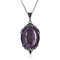 Gothic Star Dust Necklace With Embossed Crystal Pendant For Women AQ4747 black