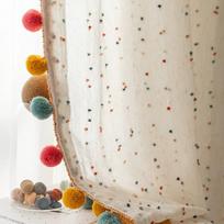 1Pair Cute Rainbow Hairball Embroidered Sheer Tulle Curtain with Pom-pom Tassels Lace For Living Room Childrens Room Home Decor W140 x H240cm 2Piece&Rod Pocket Pocket