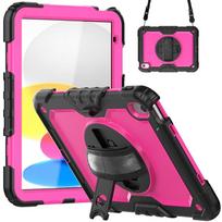 Case IPad 10th Gen 10.9 Inch Pro 11 10.2 Color Block Strap Rotating Hand Grip Full Protection Fashionable iPad mini4-5 2015-2019 Full Cover pink