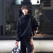 High Quality Black Hooded Cardigan Sweatshirt Men Autumn Casual Streetwear L black