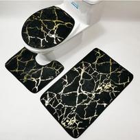 Rabbit Fur Absorbent Bathroom Mat Set: 3-Piece Dirt-Resistant Floor Mats for Entrance and Toilet 38*46cm (Toilet Cover) gray