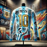 Hot Selling Messi Fashion Football Superstar 3D Printed CommemorativeLong-sleeved Outdoor Breathable Quick Drying Kids 4XL white