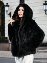 Hot-selling imitation fur fox fur coat medium and long women's clothing hooded thickened warm fur coat L juoda