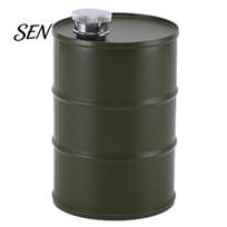 Stainless Steel Oil Drum 750ML Mini Drum, Barrel Shaped Dispenser Leak Proof Bottle Bottle, Industrial Style Storage Can Container Cooking 750ML