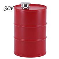 Stainless Steel Oil Drum 750ML Mini Drum, Barrel Shaped Dispenser Leak Proof Bottle Bottle, Industrial Style Storage Can Container Cooking 750ML
