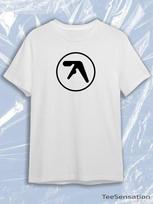 Aphex Twin White Crew Neck Short Sleeve T-Shirt with Black Logo Circle S white