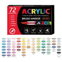 12-288 Colors Acrylic Paint Pen Marker Brush Tip Paint Automatic Ink Control System Marker For Rock Painting Wood Christmas Gift