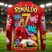 Hot Selling Cristiano Ronaldo Fashion Football Superstar Print Pattern Men's Fan Commemorative Jersey Daily Sports Top Kids S red
