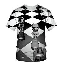 Summer Chess 3D Print T-Shirts Men Woman Fashion Streetwear O-Neck Casual Short Sleeve T Shirt Harajuku Kids Tees Tops Clothing M black