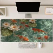 Gaming Mouse Pad Koi Fish And Water Lilies Office And Gaming Desk Interior Mats Pc Accessories Mouse Pads Setup Large Mouse Mat 400X700X3MM