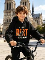 Kids Dirt Bike Motocross Graphic Hoodie Printed Black Sweatshirt Boys Girls Racing Casual Loose Hooded Pullover Tops 140 gray