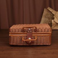 Household Picnic Woven Baskets Retro Wedding Suitcase ‘ Jewelry Cosmetic Storage Case  Picnic M
