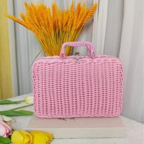 Household Picnic Woven Baskets Retro Wedding Suitcase ‘ Jewelry Cosmetic Storage Case  Picnic M