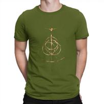 Ring light T-Shirts DARK SOULS Awesome Cotton Tees O Neck Short Sleeve T Shirts Gift Idea Tops Unisex XL armijos žalia spalva