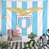 SS Lazio Football Club Golden Eagle Crest Light Blue White Stripes Wall Tapestry Soccer Fan Decor for Bedroom Man Cave Gift 180x230cm(70x90in)