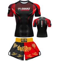 Mens Boxing Training Set Short Sleeve Compression Top Shorts MMA Muay Thai Gym Workout XXXL