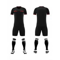Short Sleeve Soccer Referee Jersey Set Breathable Comfortable Training Uniform Adult Unisex XXL black