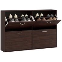 Space-Saving Shoe Rack for 24 Pairs, Adjustable Shelves, 4 Drawers, Wood, 120x24x81cm, Brown