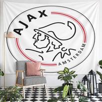 Ajax Amsterdam Crest Greek Hero Head Line Art Wall Tapestry White Black Red Dutch Football Fan Decor for Man Cave Gift 75x90cm(29x35in)