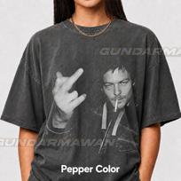 Daryl Dixon Shirt, Norman Reedus Vintage T-Shirt, The Walking Dead Middle Finger, TWD Merch, Retro Style Rap Shirt, Washed Black Shirt RZ S gray