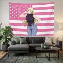 Jujutsu Kaisen Yuki Tsukumo Pink American Flag Tapestry - Anime Wall Hanging for Bedroom, Living Room & Dorm Decor, JJK Fan Gift 60 x 90 cm Peach Skin Tapestry – 1 Piece