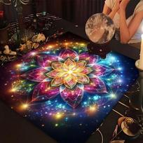 Colorful Mandala Flower of Life Tarot Tablecloth with Celestial Energy & Astral Altar Cloth For Tarot Mat Divination Decor 75x75cm