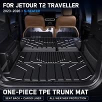 For JETOUR T2 Traveller 2023-2026 5-Seater One-Piece TPE Trunk Mat Rear Seat Back Cargo Liner All-Weather Boot Protector