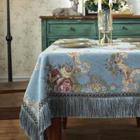 Thick Chenille Tassel Tablecloth European Dust Proof Rectangular Dining Table Cover Round Coffee Table Cloth 90x90cm