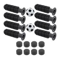 8Pcs Foosball Handle Grips with 2 Small Soccer Balls Kids Portable Practical Lightweight 8 End black