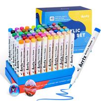 Arrtx 60 Colors Paint Markers Paint Pens, Acrylic Markers Brush Tip for Rock Painting, Wood, Canvas, DIY Crafts Making