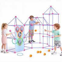 VEVOR Fort Building Kit for Kids, 225 PCS Creative STEM Construction Toys, for 4 5 6 7 8+ Year Old Boys Girls, Upgraded Balls, Ring & Ball Toss 58 x 36 x 11.5 cm