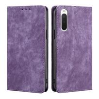 For Sony Xperia 10 IV RFID Anti-theft Brush Magnetic Leather Phone Case For Sony Xperia 10 IV violetinė
