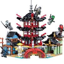 Šventyklos motociklo konstravimo kaladėlių žaislas vaikams, su Lloyd ir Kai minifigūrėlėmis bei ginklais, kūrybiška dovana berniukams Temple +6 ninja [bag]