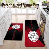 Custom Name Ajax Amsterdam Flannel Area Rug Kitchen Floor Mat Personalized Home Decoration 40cmx60cm black