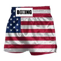Thai Boxing Shorts American Flag Athletic MMA BJJ Gym Training Unisex L gray