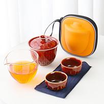 Gaiwan Travel Tea Set Kuaike Cup Ceramic One Pot Two Cups Travel Portable Storage Bag Kung Fu Tea Set