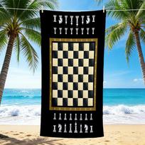 1Pc Chess Strategy Tactics Beach Towel, Quick Dry, Multi-Use for Beach Pool Gym Yoga Home Travel, Christmas, Halloween, Xmas Gift Em92834 70cmx140cm(27x55inch) beige