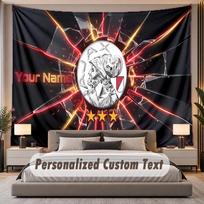 Custom Name Text Tapestry Ajax Amsterdam Personalized Polyester Wall Tapestry For Bedroom And Room 100cmx150cm brown