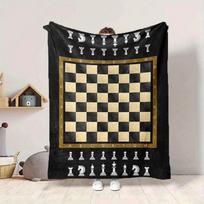 1Pc Chess Strategy Tactics Blanket Soft And Comfortable Casual Warm Camping Travel Christmas Halloween Xmas Gift Em92834 80cmx120cm gray