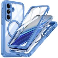 For Samsung S26 FE S26 Ultra S2 Plus S26 Magnetic Clear 360 Full Body Protection Case Screen Protect Anti-slip Shockproof Frame Case & Screen Protector&Galaxy S26 mėlyna