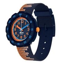 Flik Flak Kids 'Disco Time' Watch - Metallic Strap, Swiss Made black