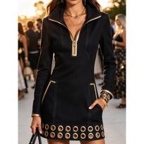 New Women's Long Sleeve Denim Dress, Hot Selling Casual Dress for European American, Crossborder Women's Denim Dress XL juoda