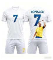 Hot Selling Fashion Summer New # Ronaldo #7 Football Jersey Sports Breathable Short Sleeved T-shirt+shorts Set Family Kids Tees 100