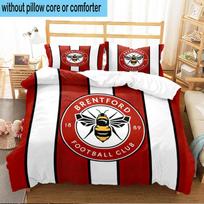 3PCS Brentford Football Club Crest Bedding Set For Bedroom, Dormitory,Including 1pc Duvet Cover And 2pcs Pillowcases Large size Fan gift 140cmx200cm beige