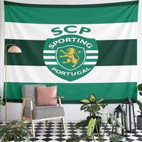 Sporting CP Portugal Football Club Crest Gold Rampant Lion Green White Stripes Wall Tapestry Soccer Fan Decor Bedroom Gift 75x90cm(29x35in) black