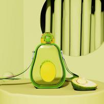 Dust Lid Avocado Straw Water Bottle 600ML Water Kettle Children's Sports Water Bottle  Student Style D