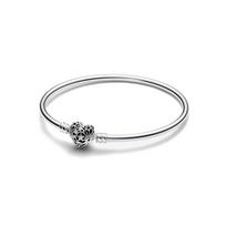 New Hot Selling 925 Silver Heart-Shaped Buckle Snake Chain,Sparkling Zircon Original Bracelet,Women's Fashionable Luxury Jewelry 21cm white