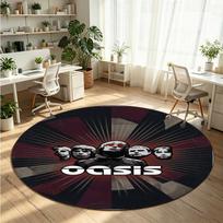 Oasis Printed Round Crystal Velvet Rug Soft Non Slip Floor Carpet For Bedroom Holiday Gift 120cmx120cm